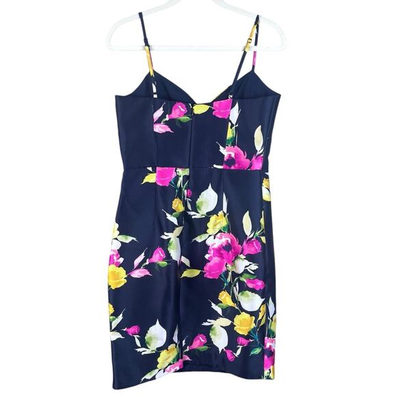 Eliza J NWT Cocktail Dress Size 8 Navy Floral Mikado Mini Satin Wedding Guest - Picture 11 of 15